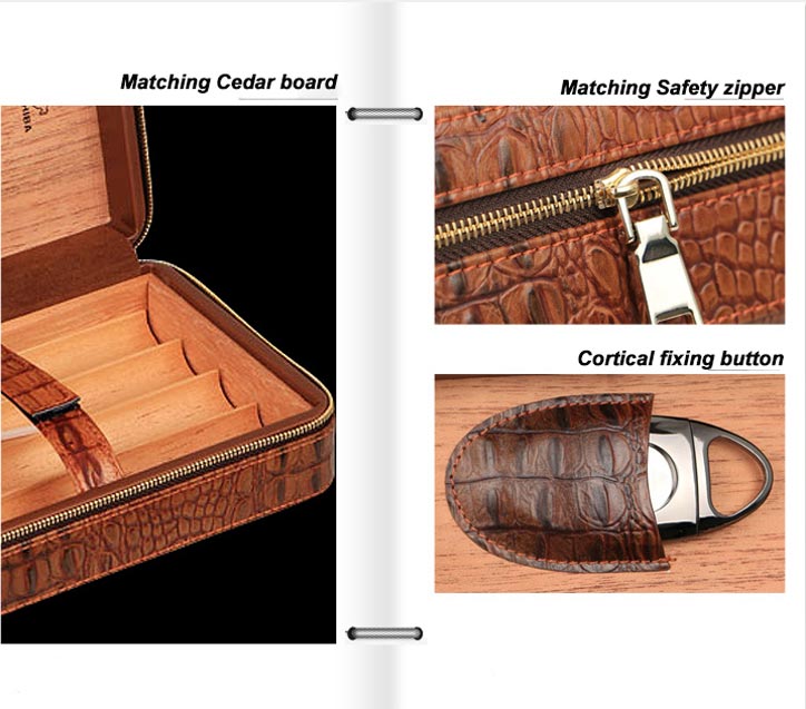 Custom Brown Leather Collection 12 Count Travel Cigar Humidor