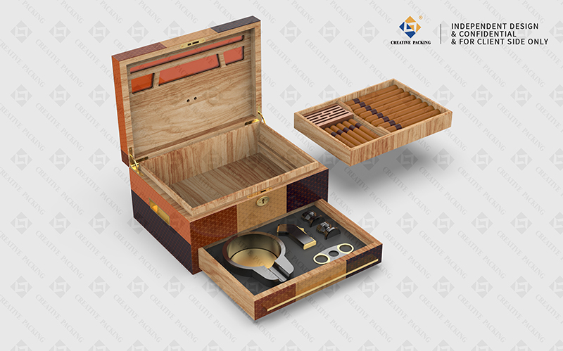 Custom Logo Design Empty Wood Cigar Box Manufacture