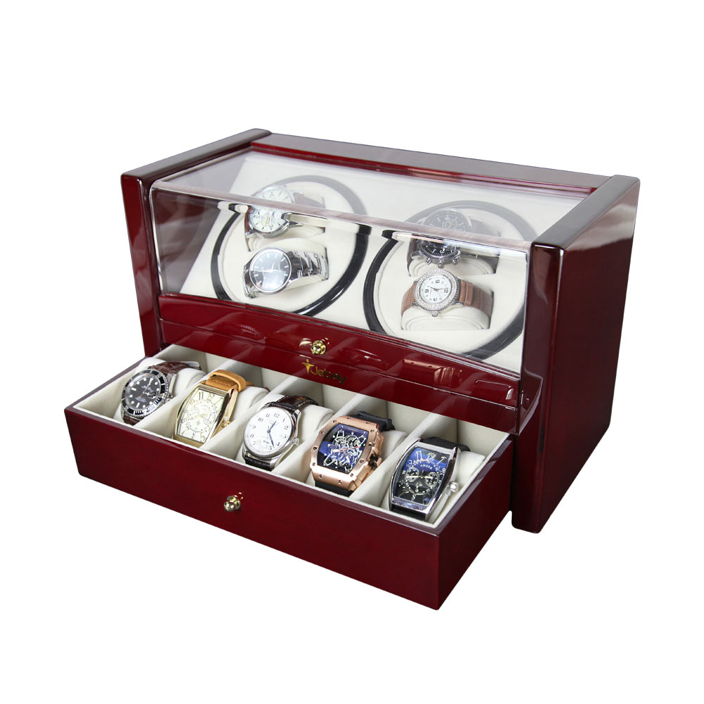 Custom Watch Shaker 4+5 Luxury Wooden Watch Winder For Home Use Or Collection Black Color Watch Winder Wooden