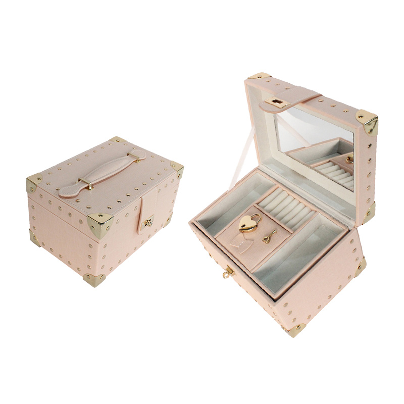 PU Leather Travel Jewelry Box For Lady Organizer Display Storage Case For Rings Earrings Necklace