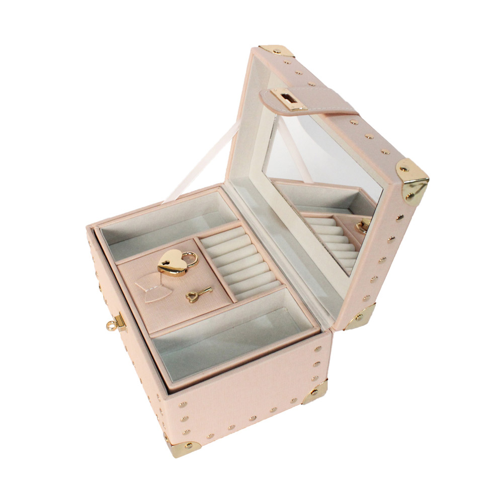 PU Leather Travel Jewelry Box For Lady Organizer Display Storage Case For Rings Earrings Necklace