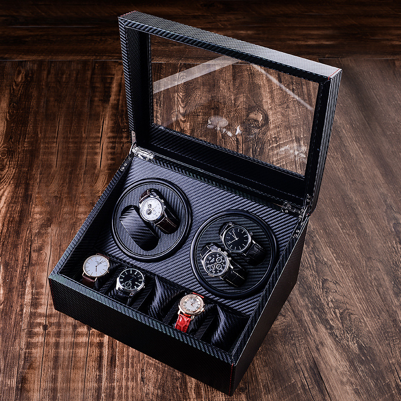 Custom Wholesale Spot Supply 4 Luxury Auto Watch Winder with 5 Watch Storage Wooden Watch Winder