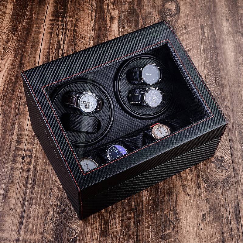 Custom Wholesale Spot Supply 4 Luxury Auto Watch Winder with 5 Watch Storage Wooden Watch Winder