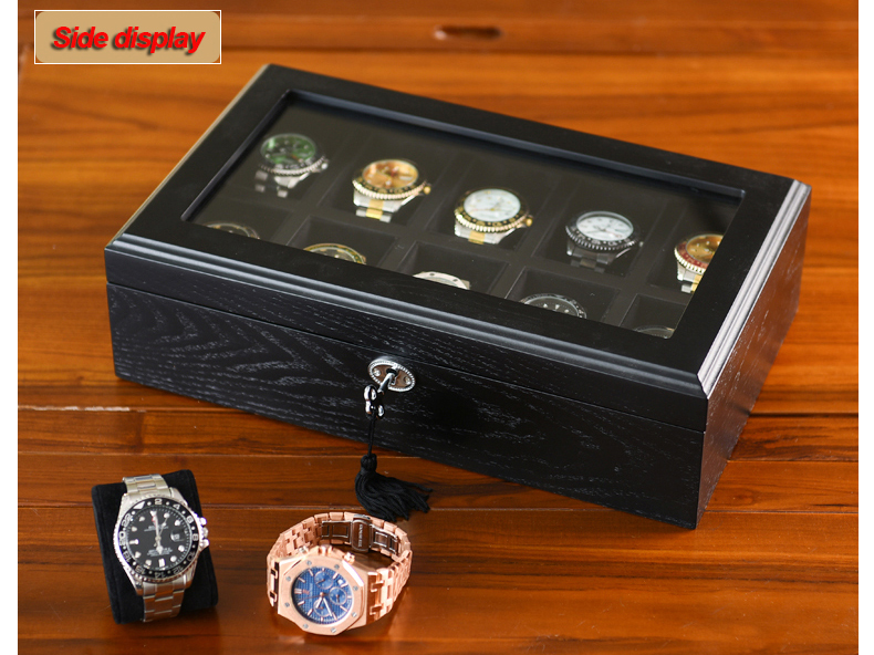 Custom logo 6 12 24 slots luxury pu leather gift packaging watch storage box black single watch case band strap display box