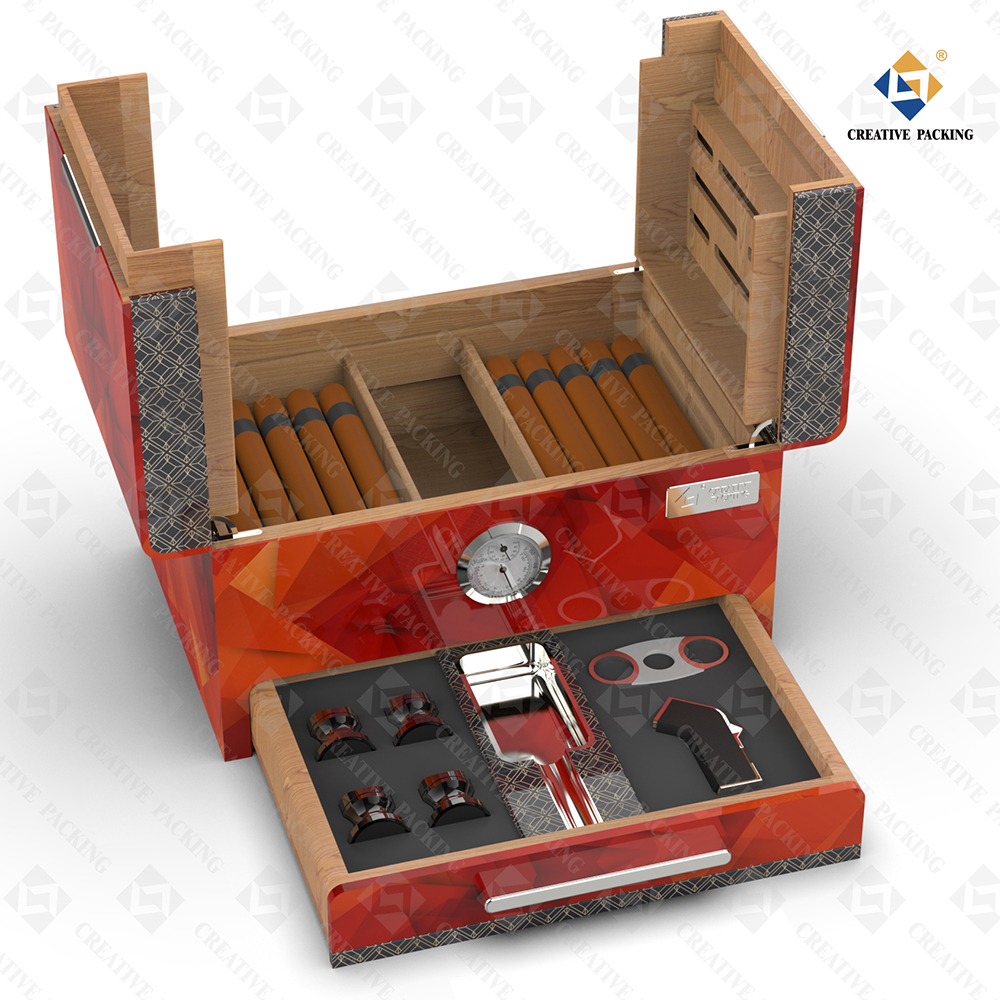 2023 customized Handmade Cigar Humidor wood cigar boxes manufacturer