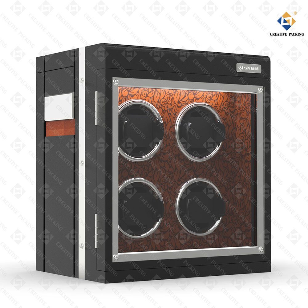 Custom Luxury 1 2 3 4 6 9 12 Slots LCD Remote Control Screen Touch Led Wooden Orbit Watch Winder Box Safe Automatic
