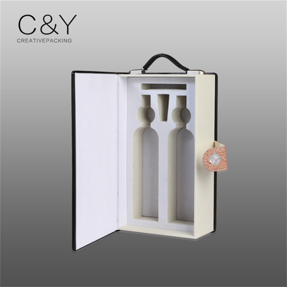 Exquisite Buckle Design Leather Wine Box Customization